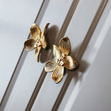 Gold Flower Brass Cabinet Knobs And Drawer Pulls