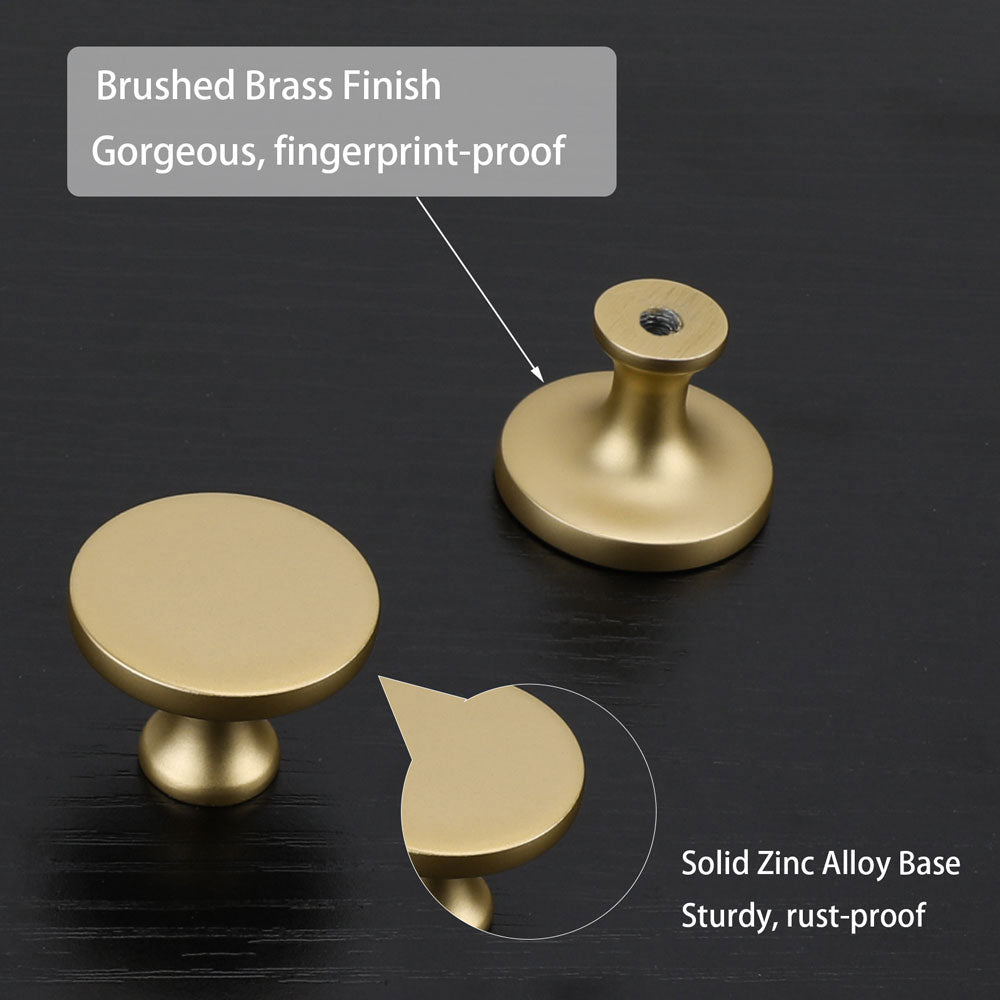 Gold Round Bathroom Cabinet Drawer Knobs