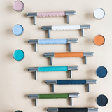 Colorful Leather Stainless Steel Cabinet Knob