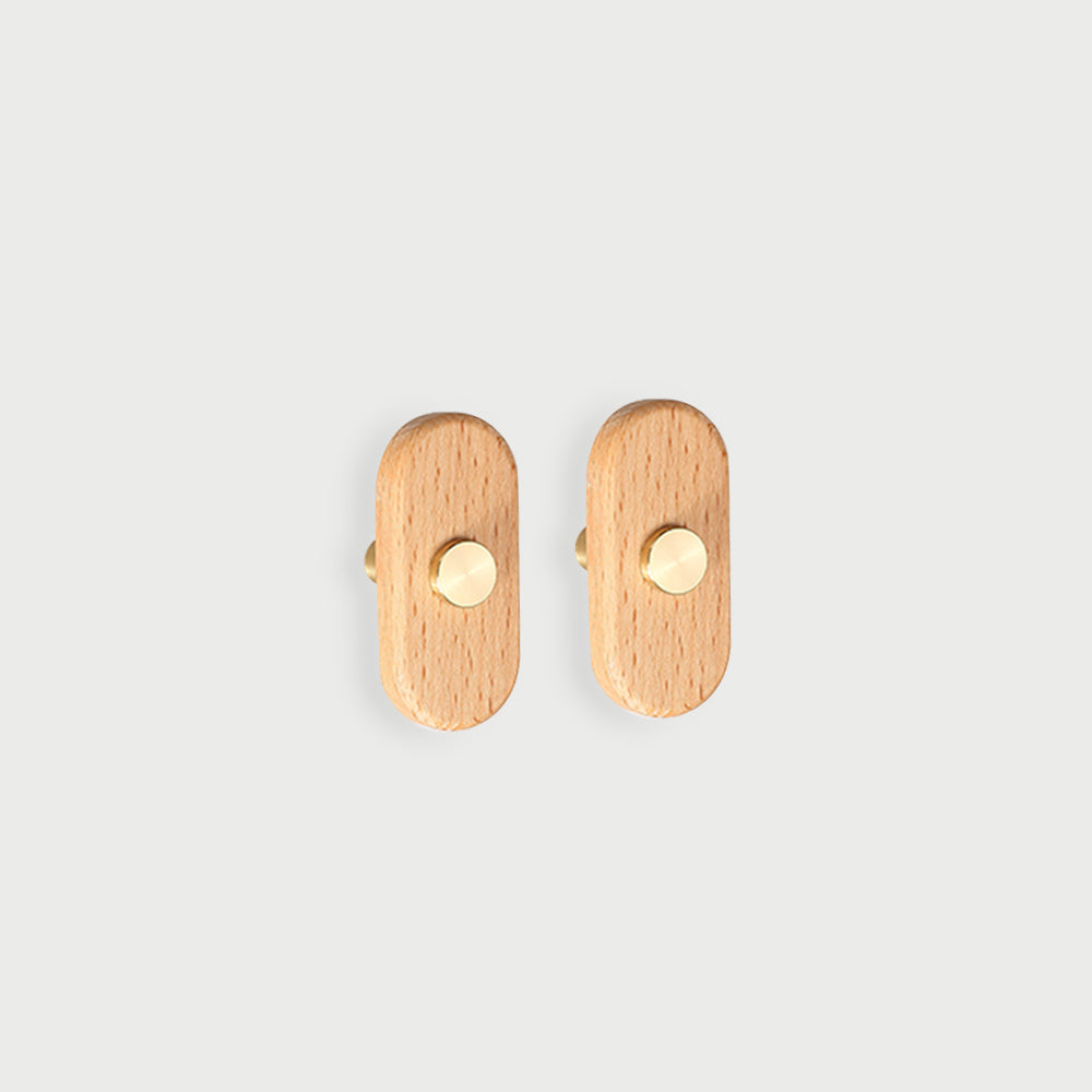 Rustic Long Beech Finish Wooden Drawer Pulls