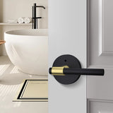 Black and Gold Interior Door Lever Handle for Bedroom Bathroom
