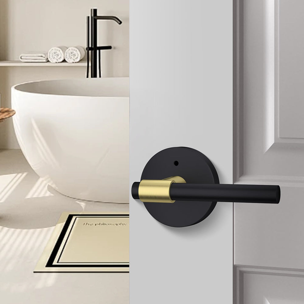 Black and Gold Interior Door Lever Handle for Bedroom Bathroom