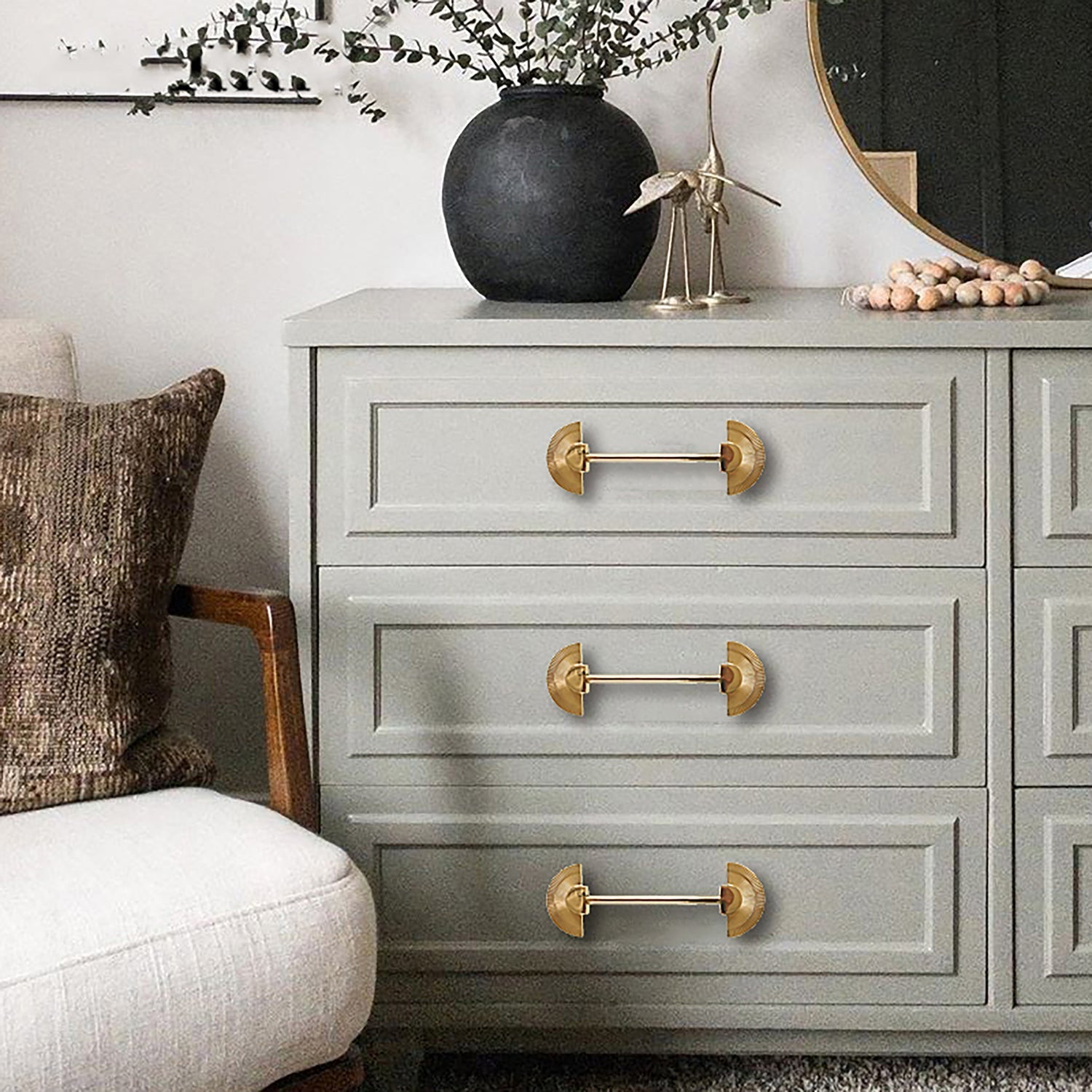 Gold Brass Scalloped Wardrobe Cabinet Pulls