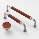 Full Grain Leather Brass Cabinet Wardrobe Pull And Knobs