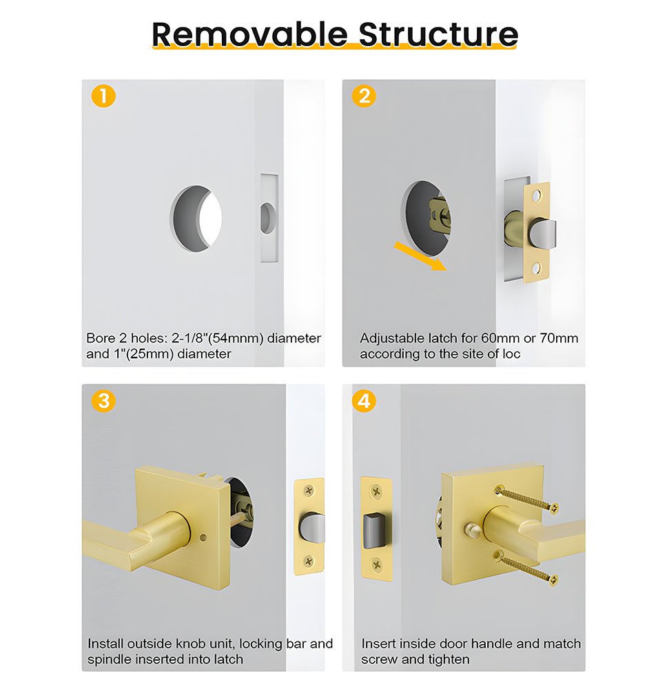 Brushed Gold Decorative Interior Door Lever Door Handle