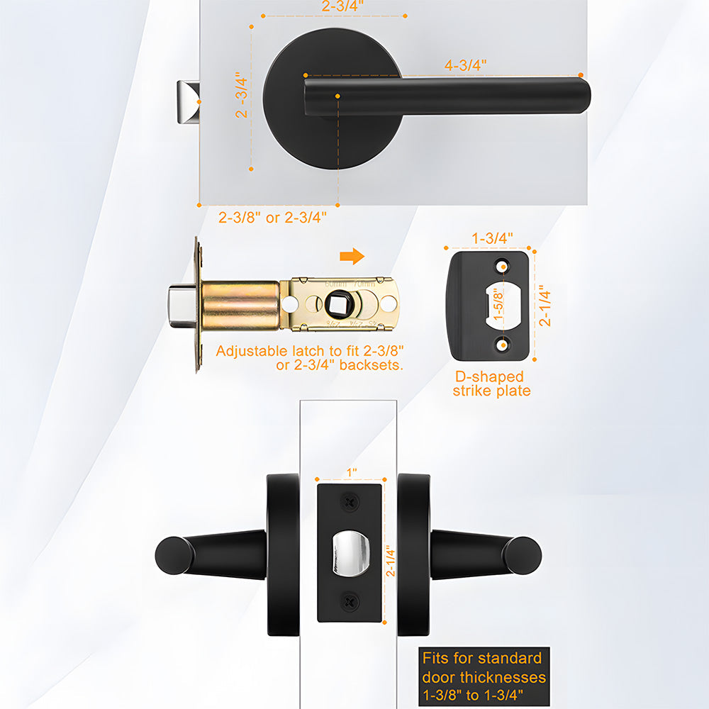 Zinc Alloy Gold Black Door Lever Handles
