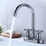Modern 2-handle Silver Centerset Bathroom Sink Faucet