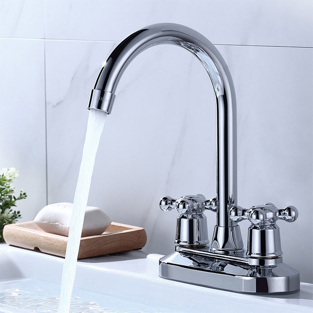 Modern 2-handle Silver Centerset Bathroom Sink Faucet