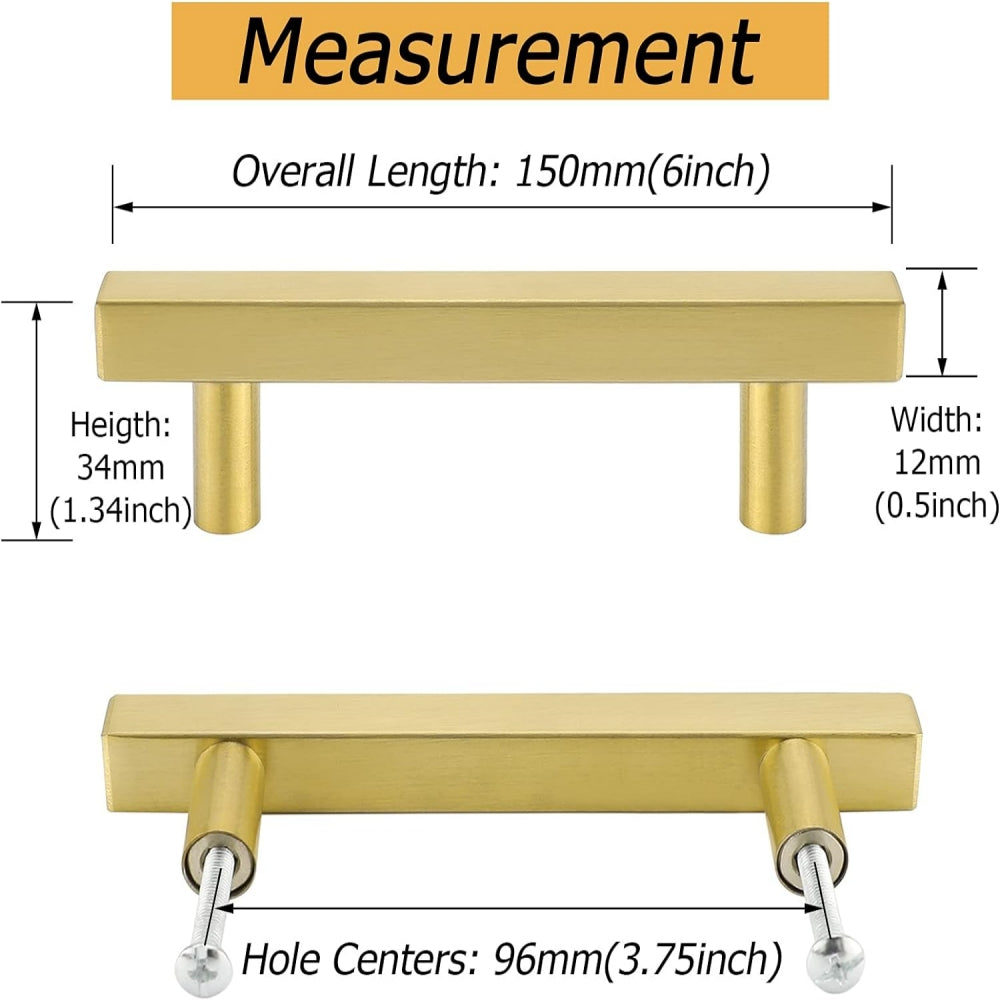 Square Brushed Gold Cabinet Pulls  For Kitchen