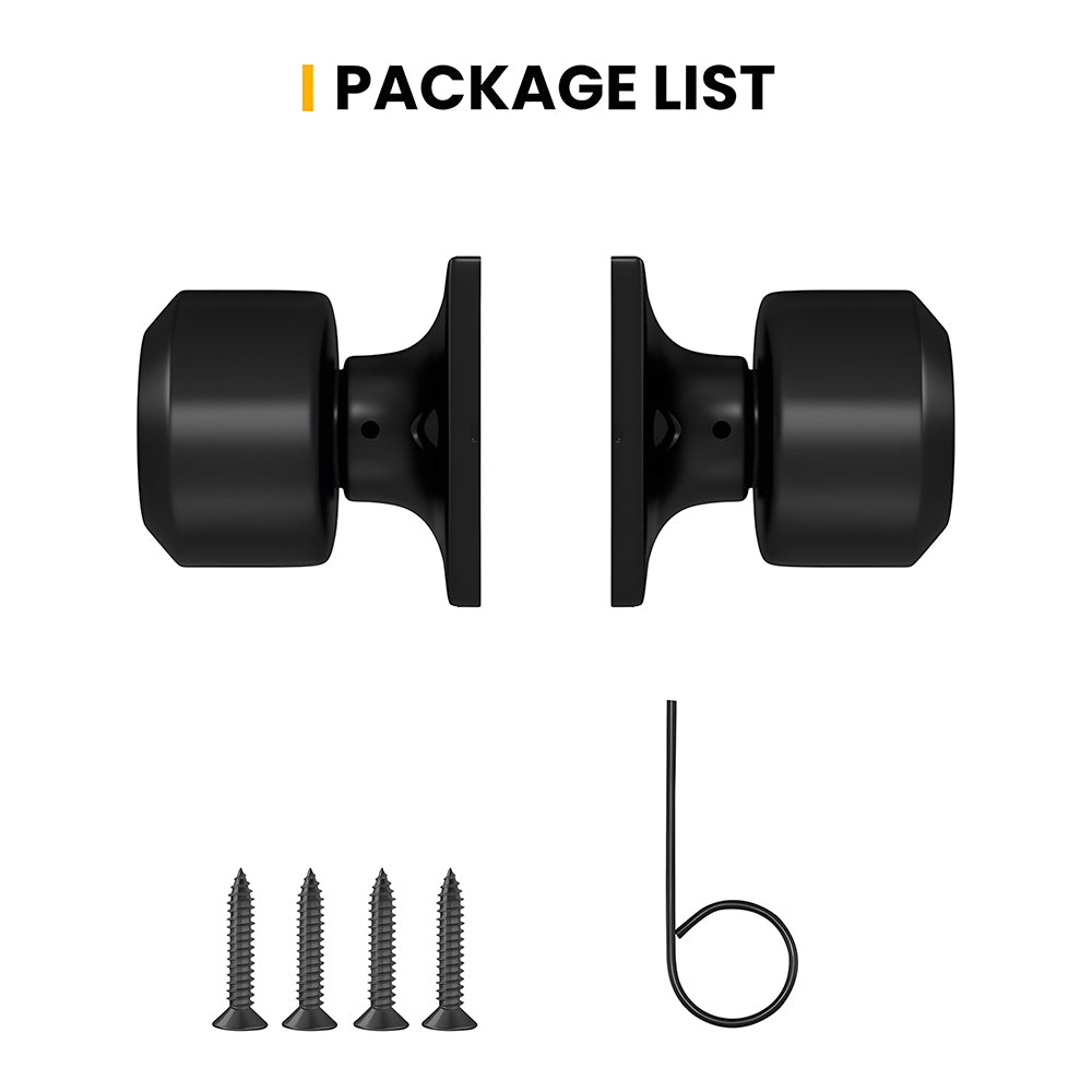 Black Simple Round Dummy Door Knob for French Doors