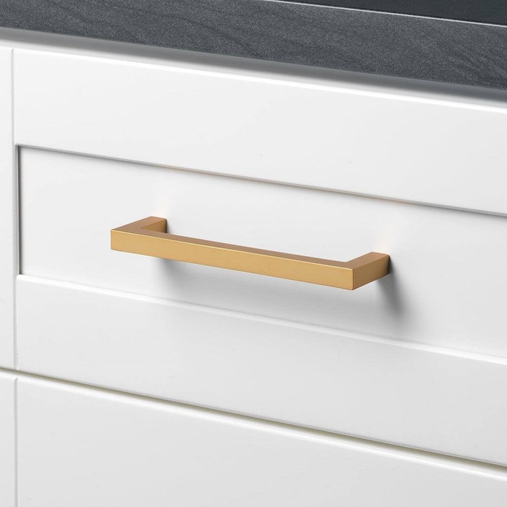 Brushed Brass Kitchen Handles Square Drawer Pulls