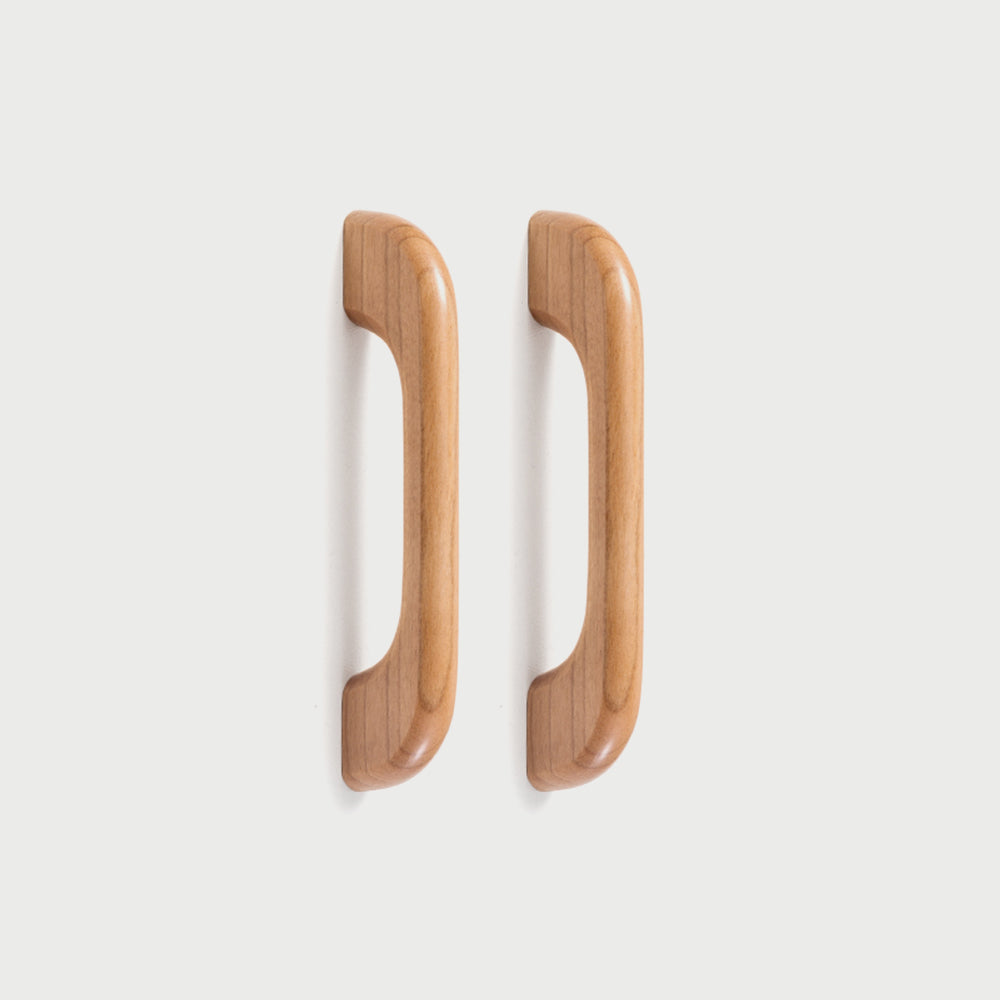 Long Solid Wood Finished Curved Arch Round Cabinet Handle for Kitchen