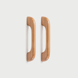 Long Solid Wood Finished Curved Arch Round Cabinet Handle for Kitchen