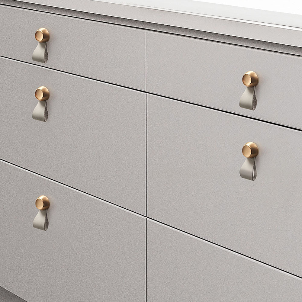 Modern Zinc Alloy Leather Cabinet Drawer Handles and Knobs