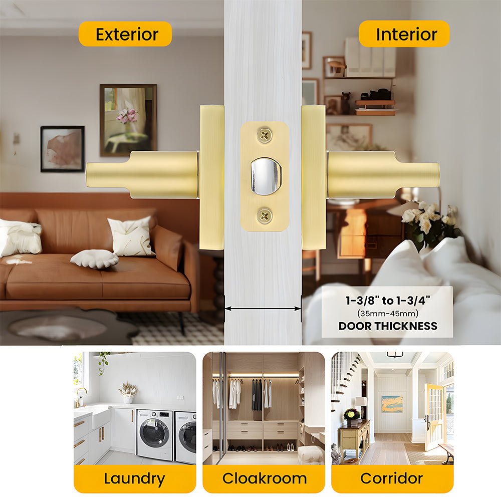 Brushed Gold Passage Hallway Interior Door Lever