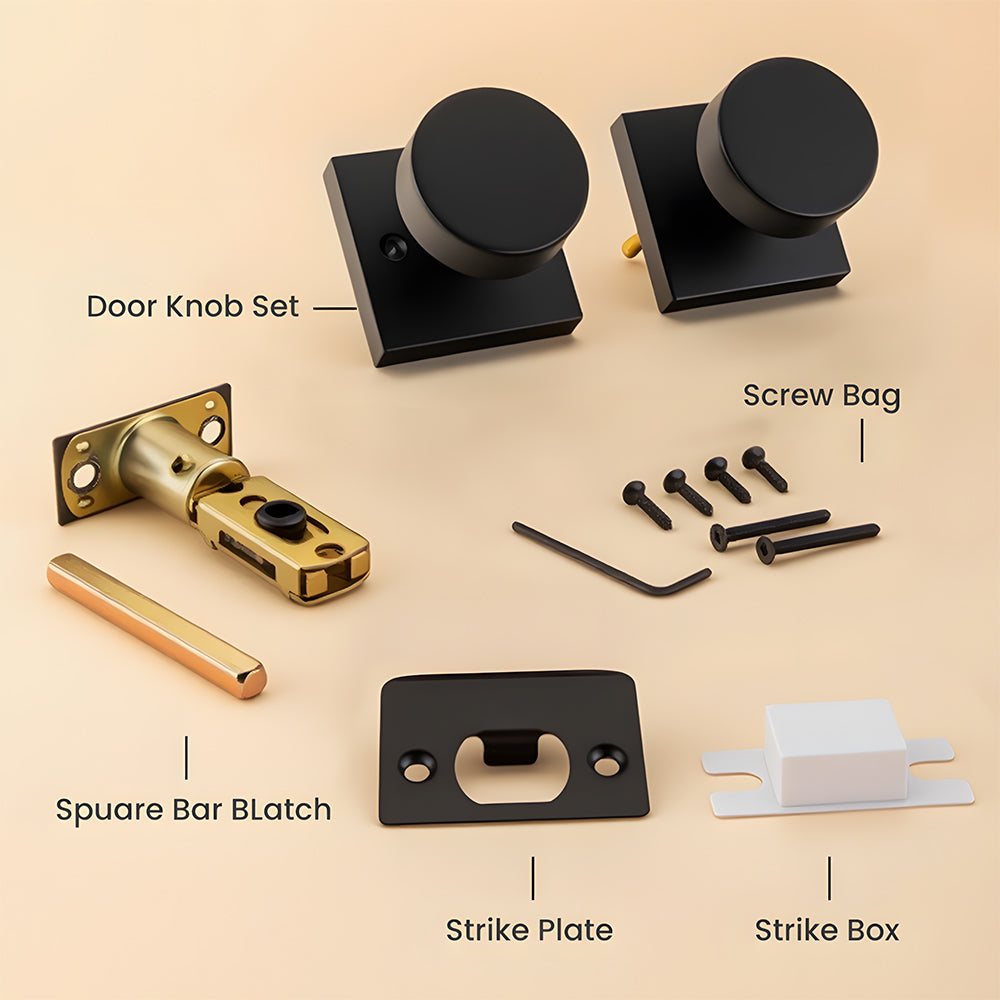 Heavy Duty Square Door Knobs for Closet Doors Hallway Bathroom
