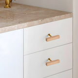 Brass Base Wooden Square Cabinet Handles