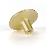 Brushed Brass Round Solid Drawer Knobs for Kitchen