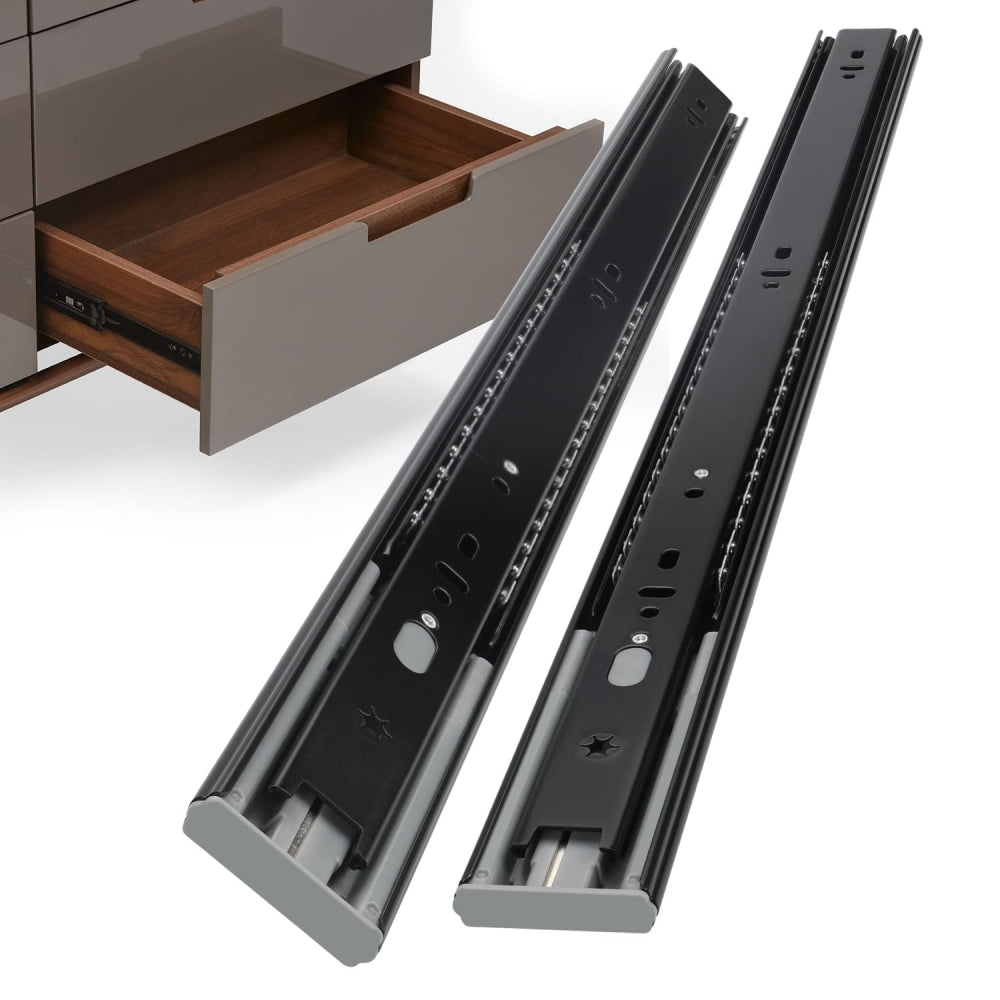 Black 3-Section Full Extension Soft Close Side Mount Ball Bearing Drawer Slides