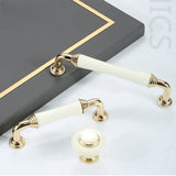 Light Luxury Gold White Creamic Kitchen Door Handles