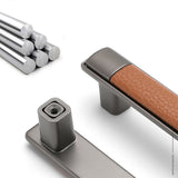 Retro Brown Leather Drawer Handles