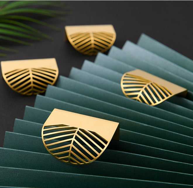 Gold Leaf Brass Cabinet Wardrobe Pulls Drawer Knobs