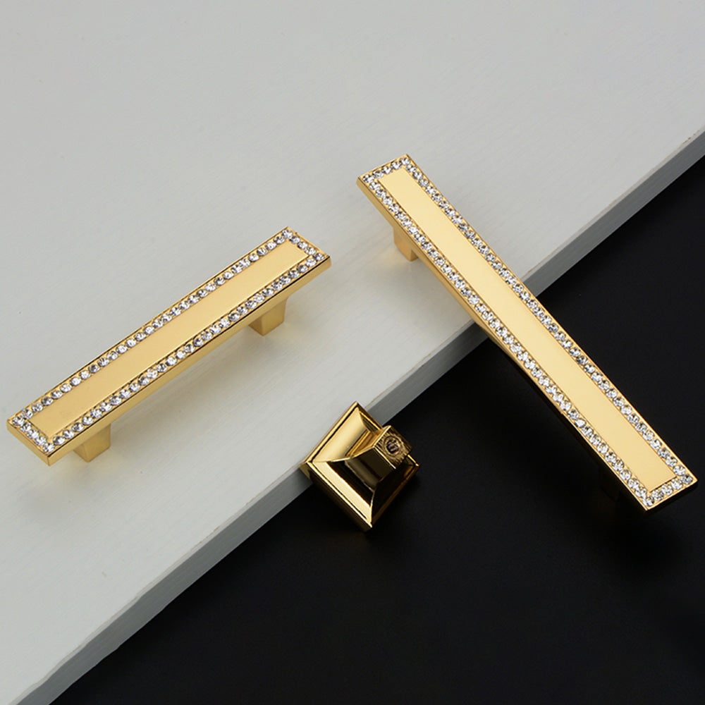 Crystal Glass Cabinet Handles Square Drawer Pulls