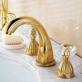 Retro Crystal Handles 3 Holes Widespread Bathroom Faucet