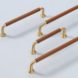 French Cowhide Brass Leather Cabinet Door Handle