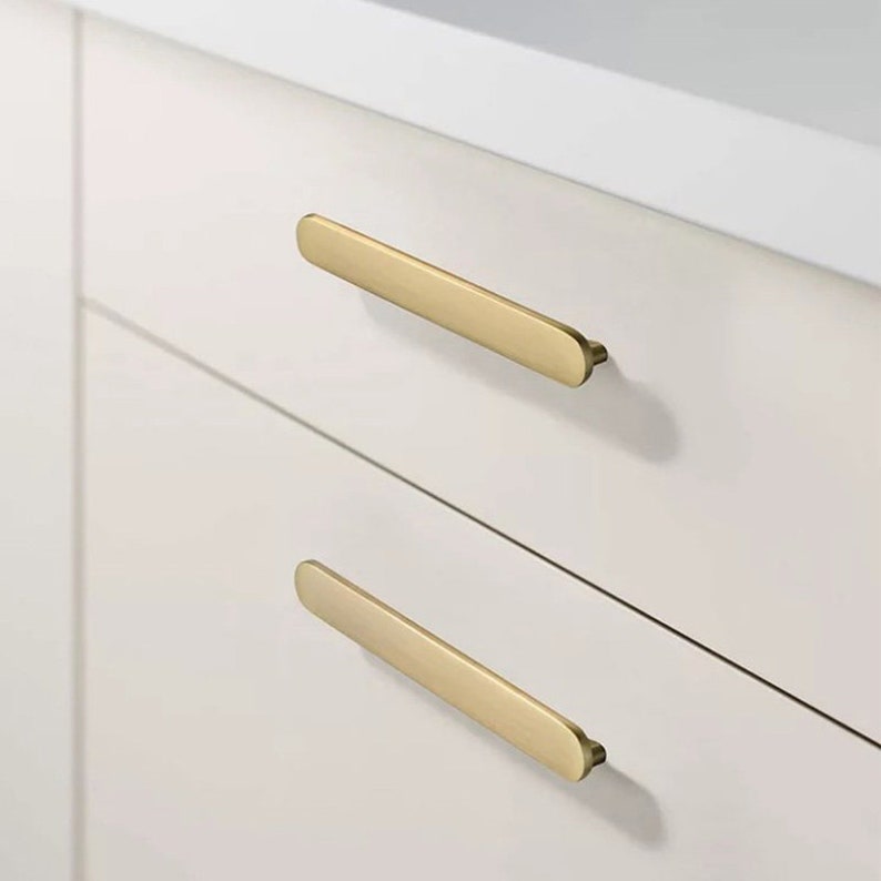 Brushed Brass Modern Gold Kitchen Door Pulls