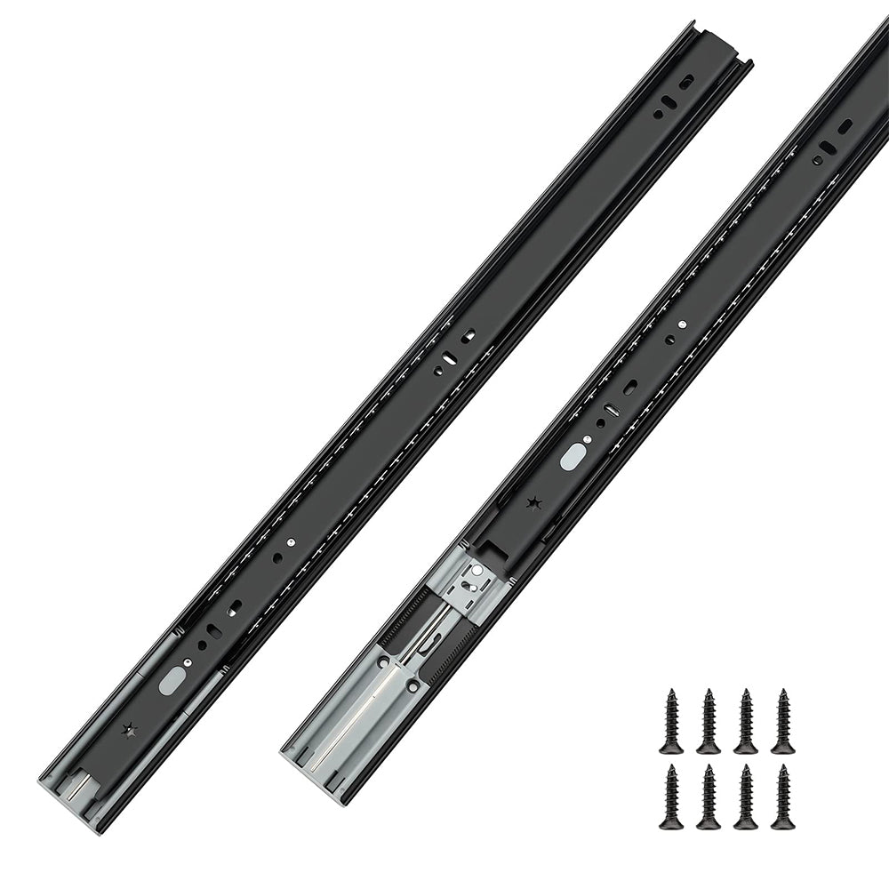 Black 3-Section Full Extension Soft Close Side Mount Ball Bearing Drawer Slides