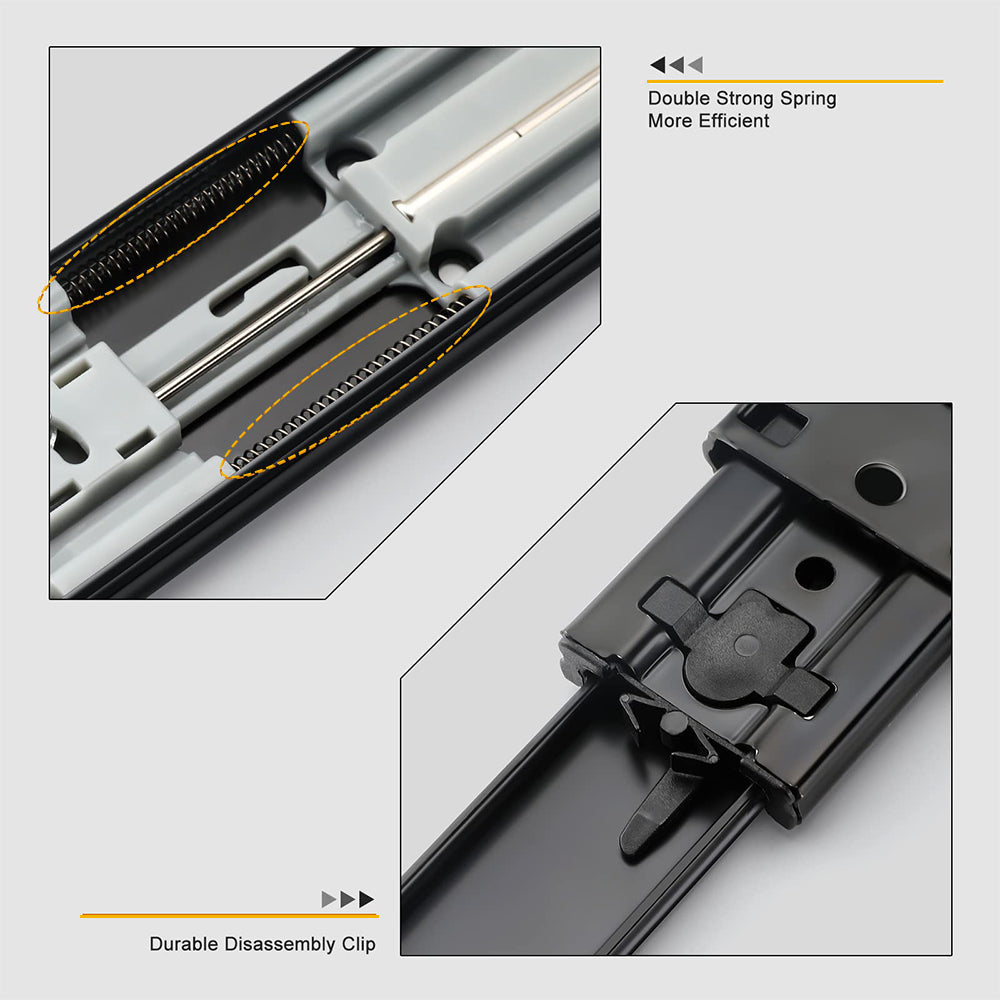 Black 3-Section Full Extension Soft Close Side Mount Ball Bearing Drawer Slides