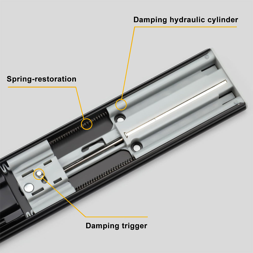 Black 3-Section Full Extension Soft Close Side Mount Ball Bearing Drawer Slides