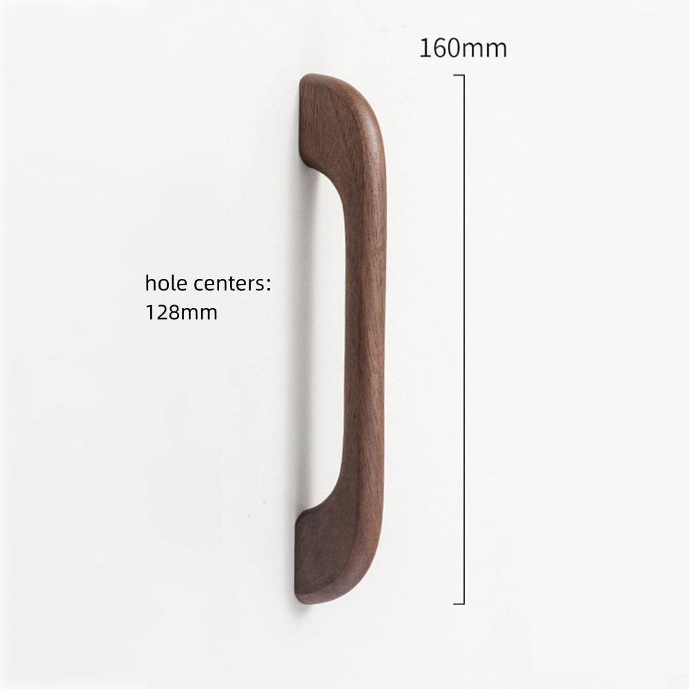 Long Solid Wood Finished Curved Arch Round Cabinet Handle for Kitchen
