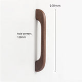 Long Solid Wood Finished Curved Arch Round Cabinet Handle for Kitchen