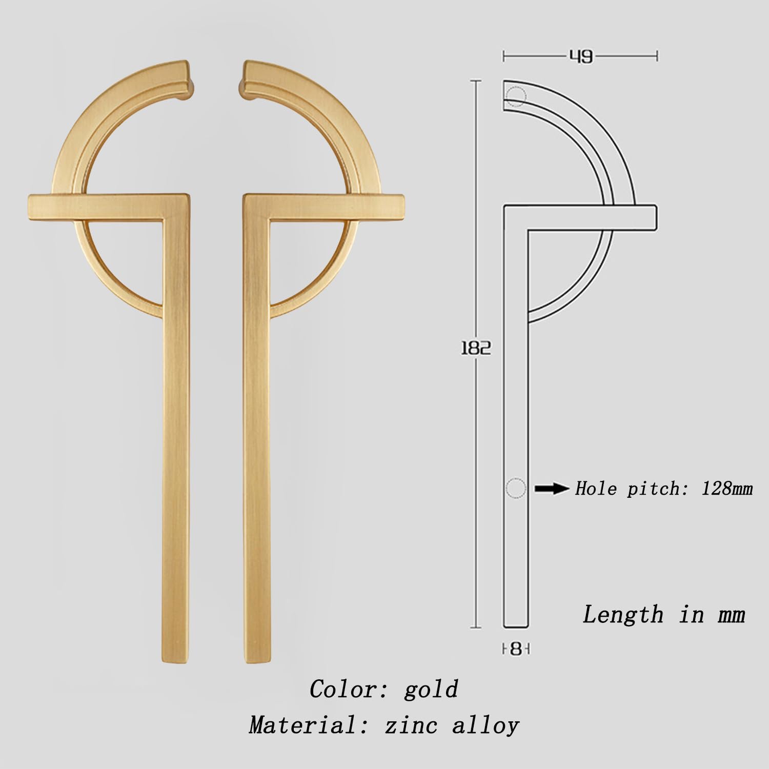 Modern Creative Gold Paired Cabinet Door Handles for Kitchen