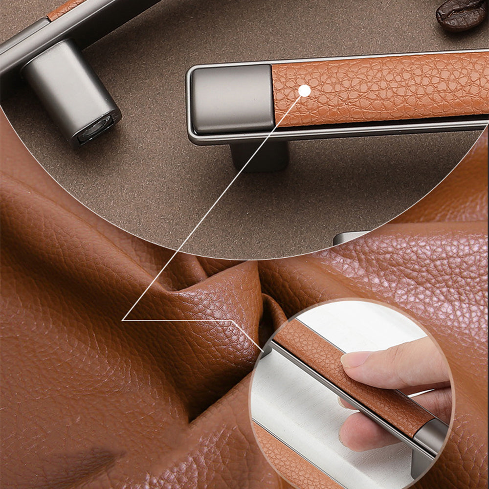 Retro Brown Leather Drawer Handles