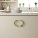 Retro Brass Semi Circle Textured Cabinet Handles