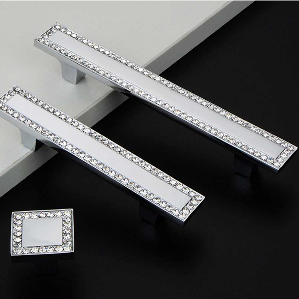 Crystal Glass Cabinet Handles Square Drawer Pulls