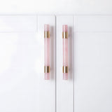 French Crystal Marble Brass Cabinet Drawer Handle