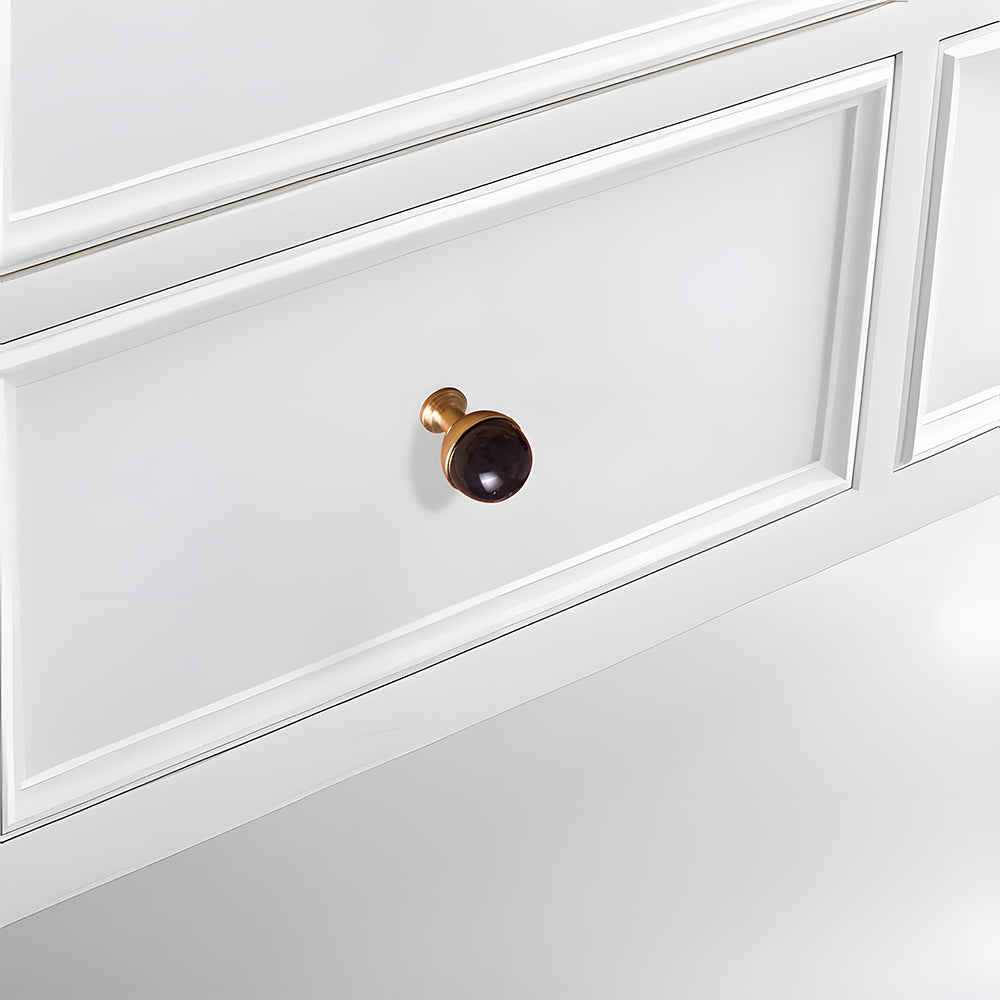 French Crystal Marble Brass Cabinet Drawer Handle