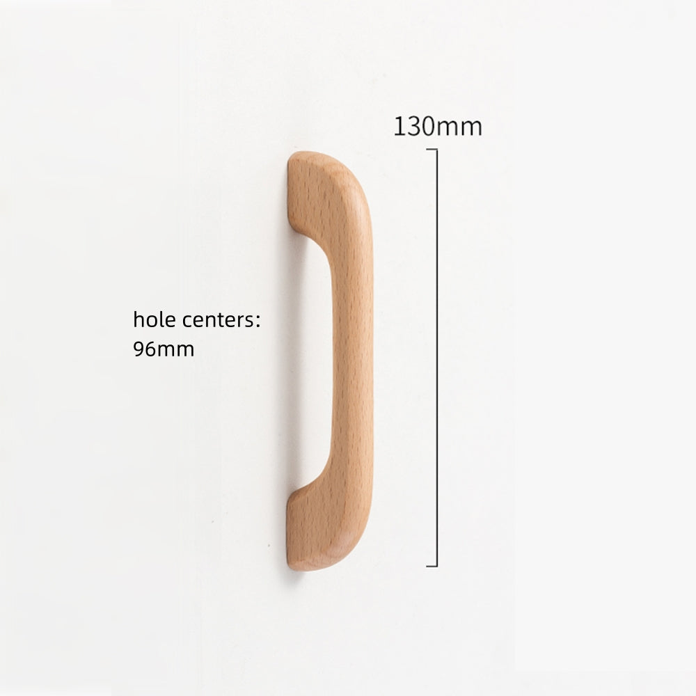 Long Solid Wood Finished Curved Arch Round Cabinet Handle for Kitchen