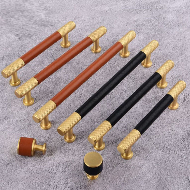 Cowhide Pure Brass Modern Simple Drawer Cabinet Handle