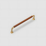 French Cowhide Brass Leather Cabinet Door Handle