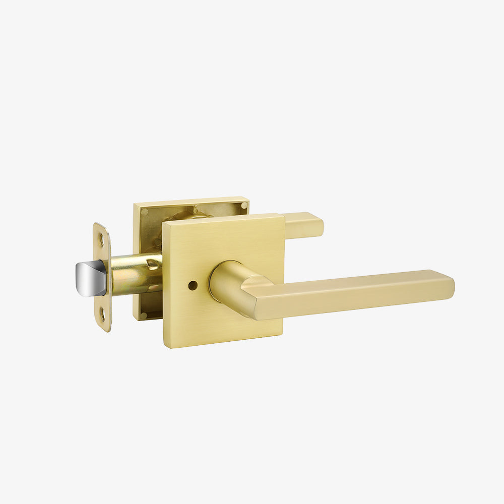 Brushed Gold Privacy Interior Door Lever for Bathroom Bedroom