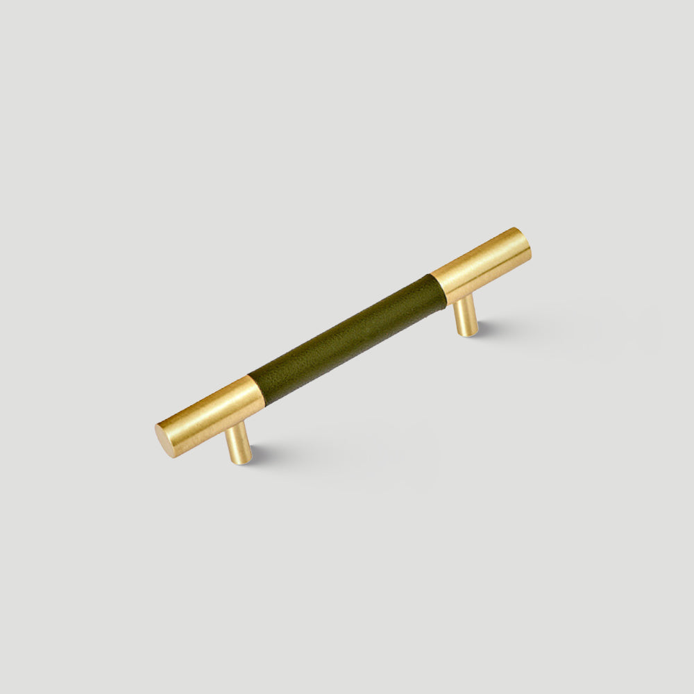 Luxury Solid Brass Leather Wrapped Cabinet Pulls & Knobs