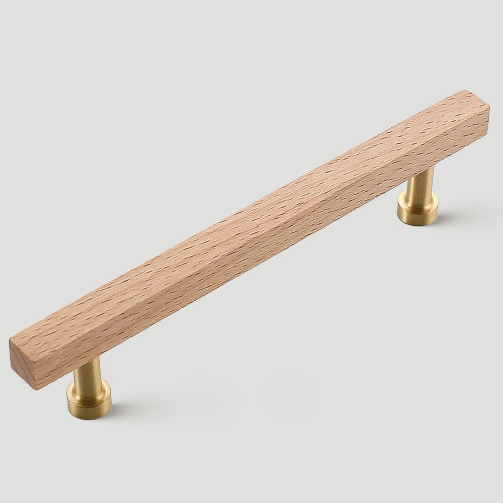 Brass Base Wooden Square Cabinet Handles