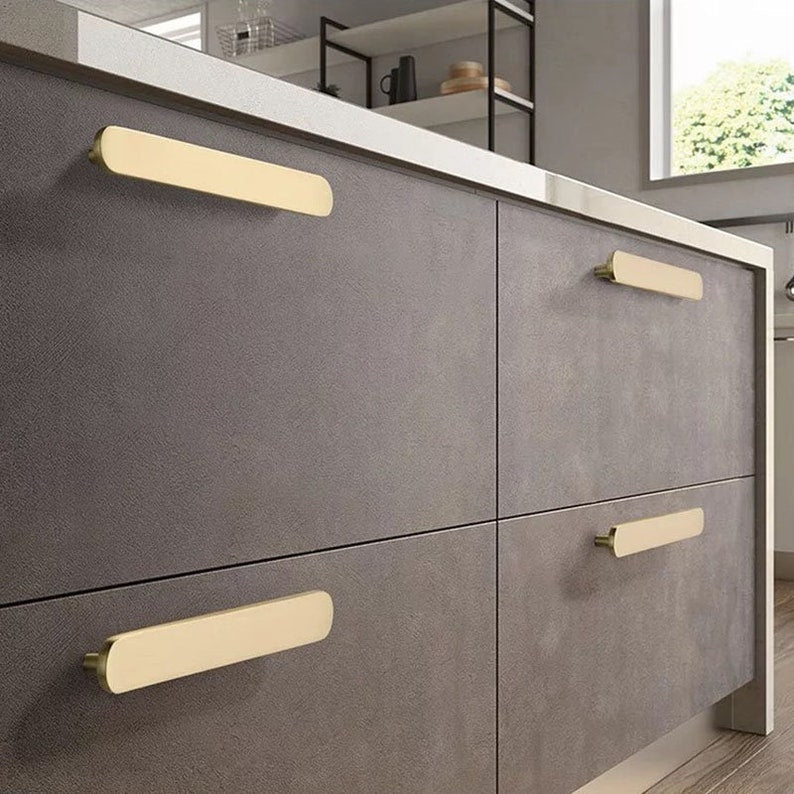 Brushed Brass Modern Gold Kitchen Door Pulls