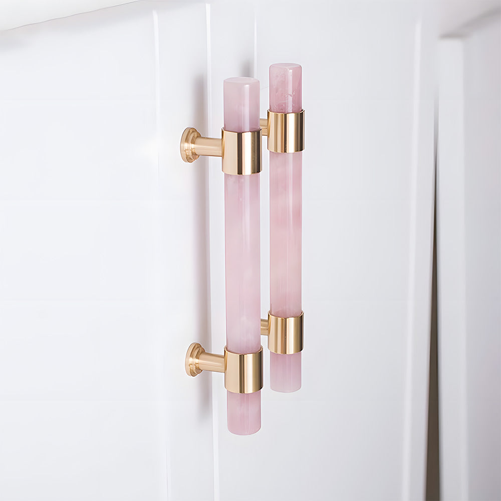 French Crystal Marble Brass Cabinet Drawer Handle