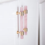 French Crystal Marble Brass Cabinet Drawer Handle